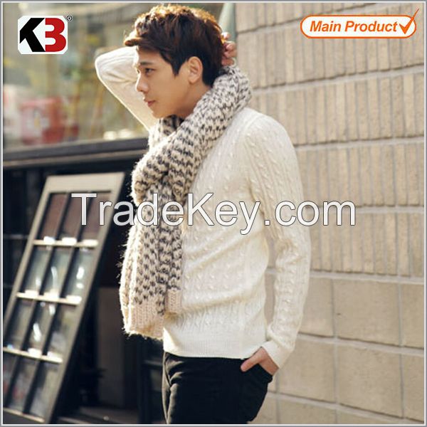 2015 Good looking wool knitted customized scarf for man