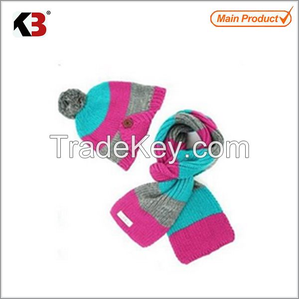 Hot sale fashion scarf hat glove set