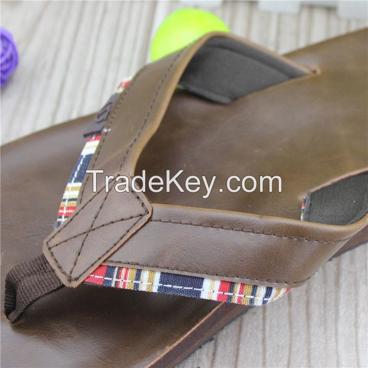 High luxury men fashion pu leather slippers