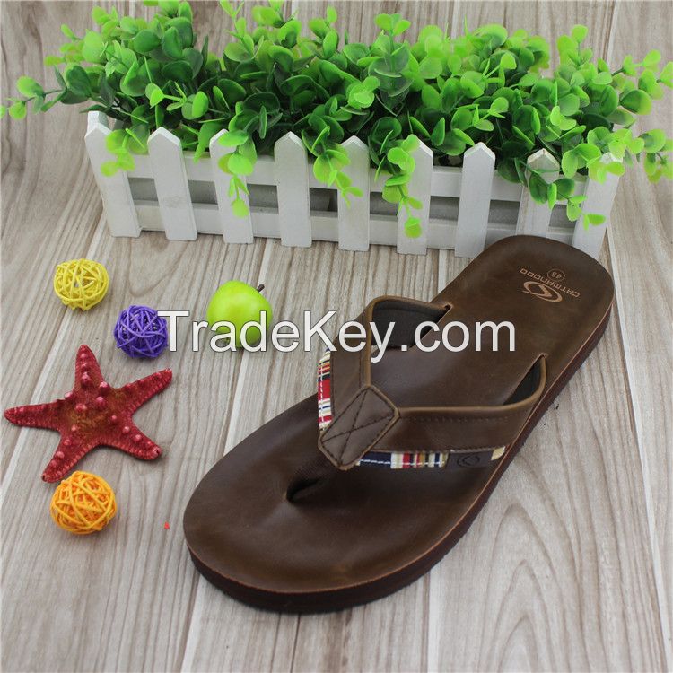 High luxury men fashion pu leather slippers