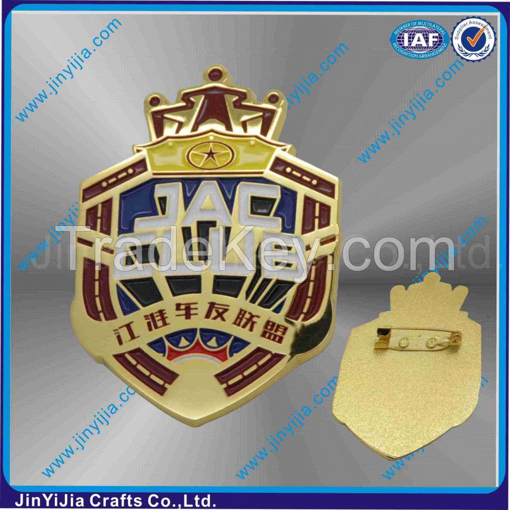 Anti Silver Zinc Alloy Shield Plaque With 3D Effect