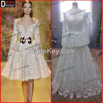 Surmount Design Real Sample Beautiful Lace Long sleeve Zuhair Murad Dress For Sale