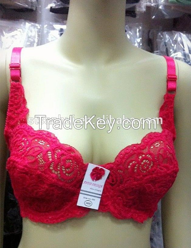 non-padding red lace bra 