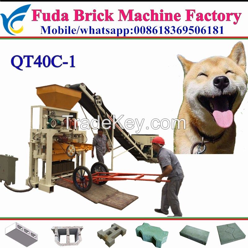 QT40C-1 small concrete hollow block making machine line