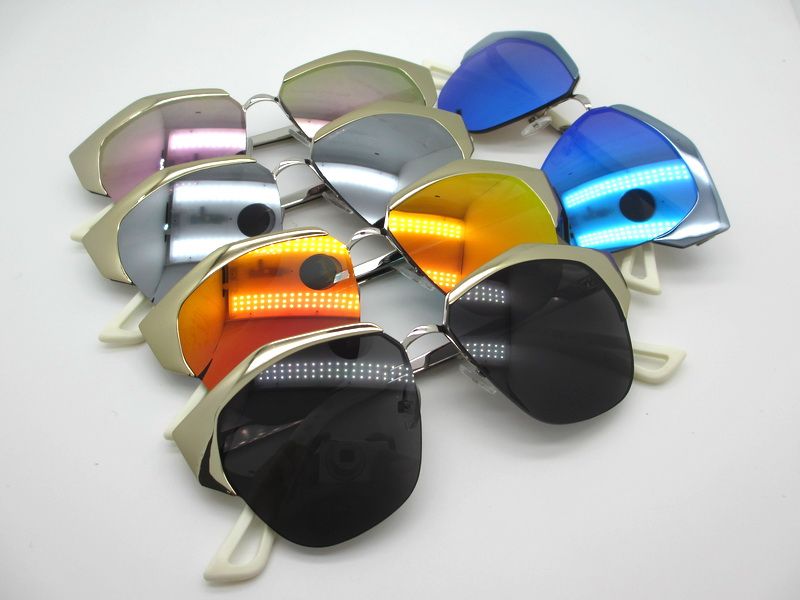 Irregular metal half-frame designer sunglasses