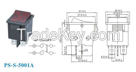 Hot illuminated dpdt 4 pins rocker switches for Egypt washing machine