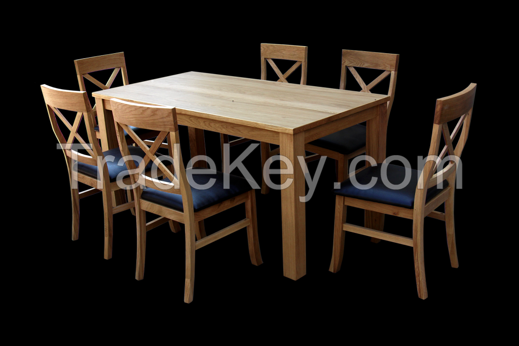 solid oak dining table and chairs