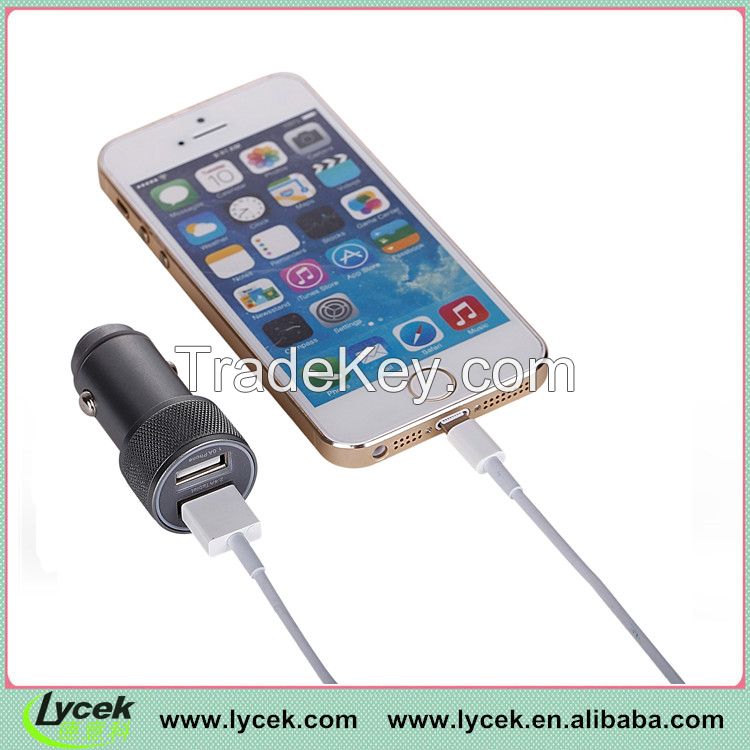 2.4A&amp;1A Dual USB Car Charger with led light for iPhone