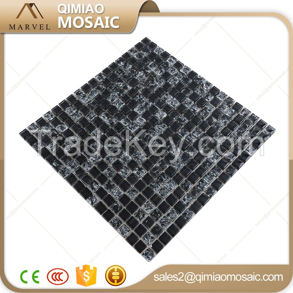 Black Cracked Broken Glass Mosaic Tile for Kitchen And Wall