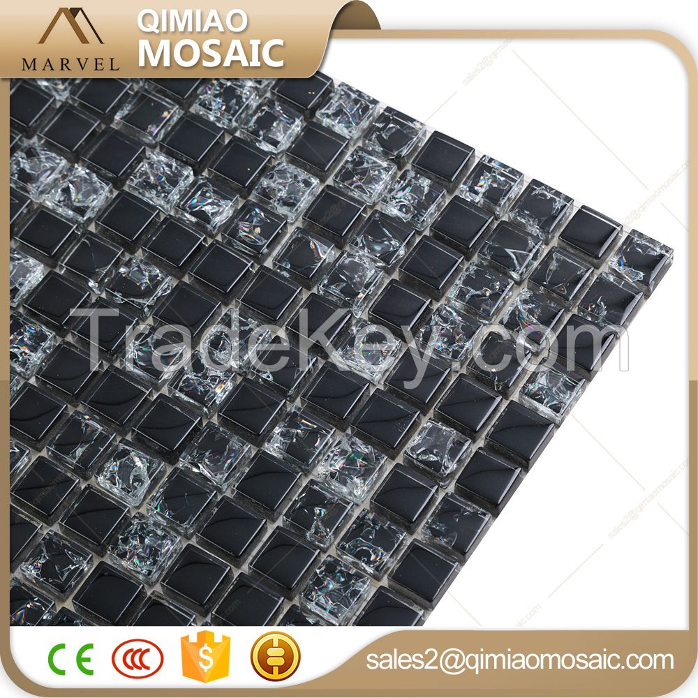 Black Cracked Broken Glass Mosaic Tile for Kitchen And Wall