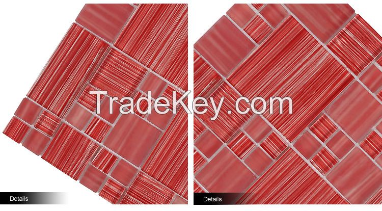 Hand Painted Red Moroccan Crystal Glass Mosaic Tile 