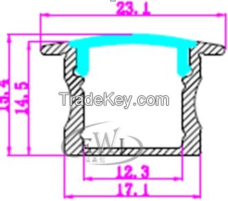 T style aluminium profile for led strips for recessed wall lighting strip