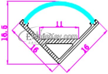 60 degree aluminum corner led profile for kitchen or closet strip lighting