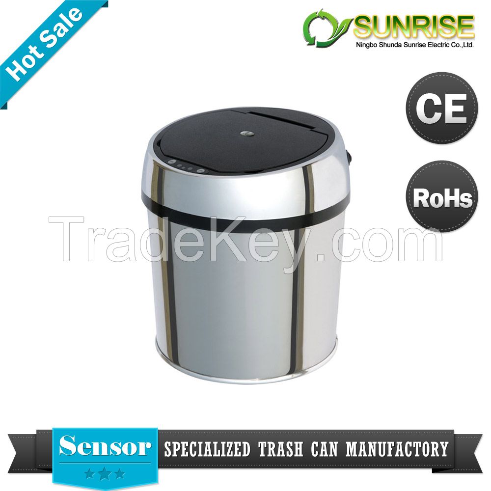 sensor stainless steel round waste bin