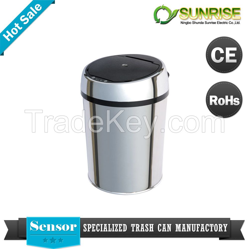 sensor stainless steel round waste bin