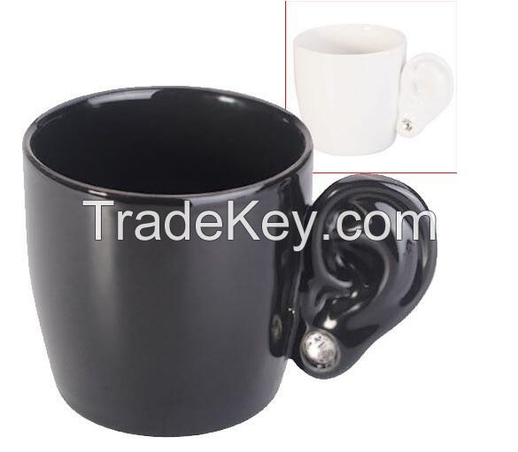 UNIQUE CREATIVE BLACK/WHITE MUG CUP SHINING RHINESTONE