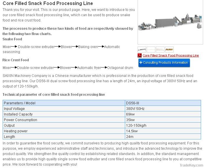 core filling snacks machine