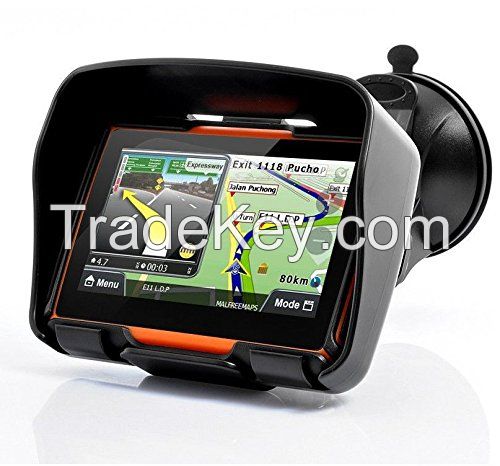 4.3 Inch Motorcycle GPS Navigation System - Waterproof, 8GB Internal Memory, Bluetooth,Map