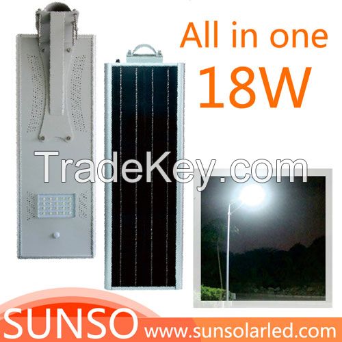 18W All in one solar powered LED street, garden, landscape, Desert light with motion sensor function