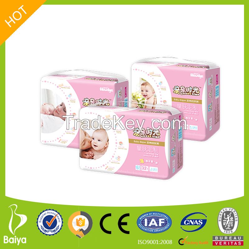 Hot Sale OEM High Qualtiy Super Absorbent Soft Breathable Baby Diaper Manufacturers in China