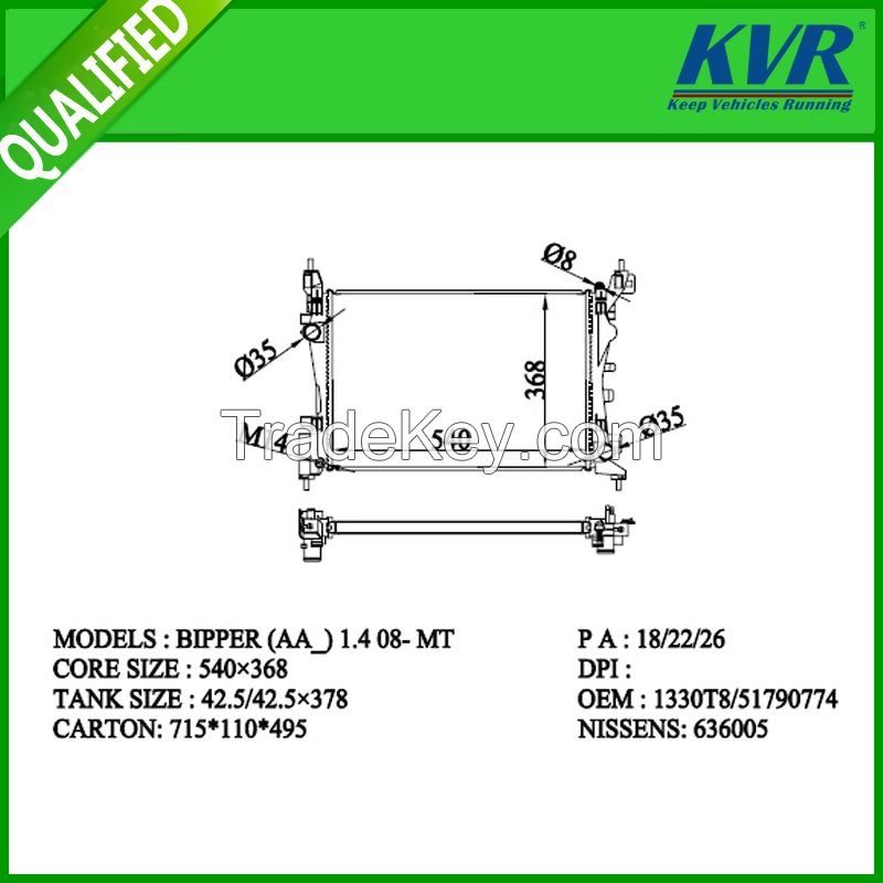 OE radiator for  OPEL BIPPER(AA_) 1.4 08- 