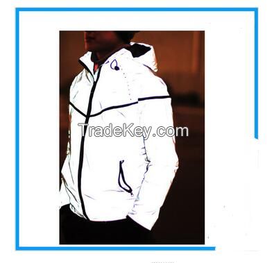 Hot Hip Hop Running Windbreaker Outdoor Jacket, BLANK LOGO 3M Reflective Rain Jacket Men