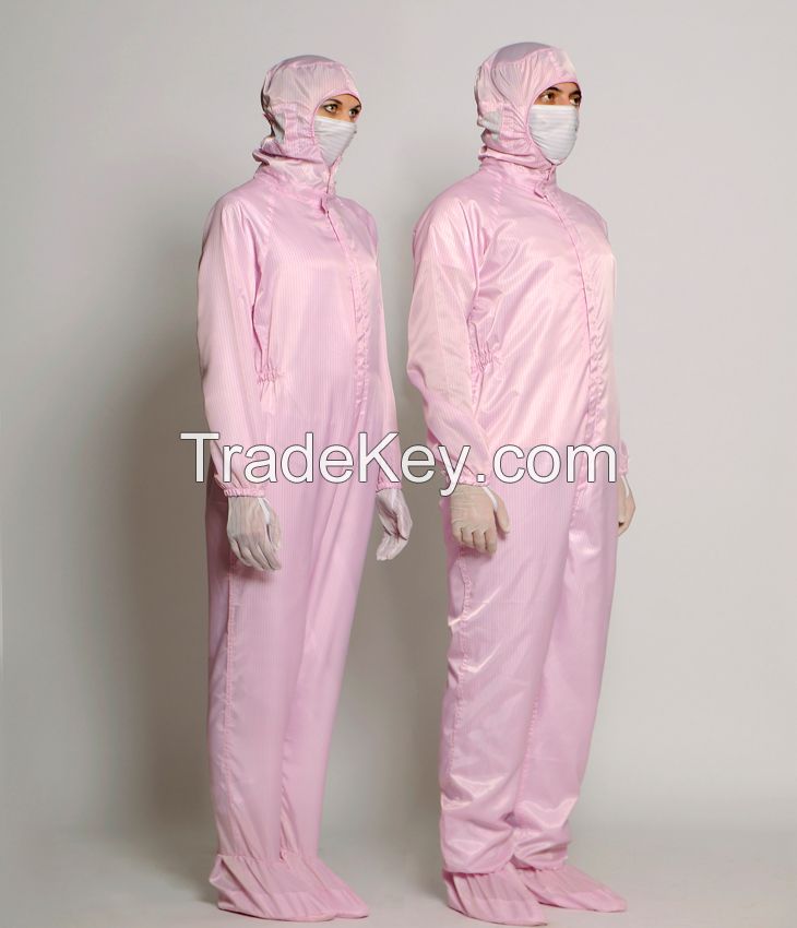 esd antistatic cleanroom suit/ working garments/ workwear with hood an