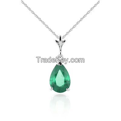 9ct White Gold Belle Necklace with 1.0ct Emerald Pendant