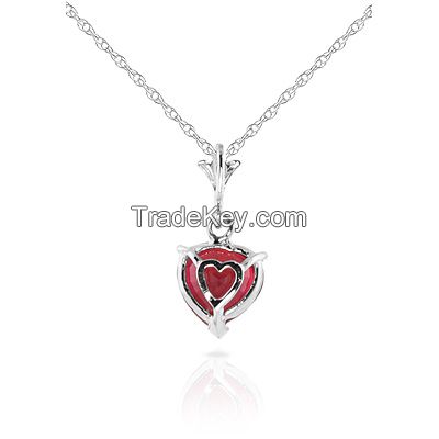 9ct White Gold Heart Necklace with 1.45ct Ruby Pendant