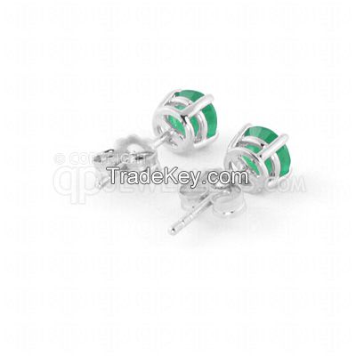 9ct White Gold 0.95ct Emerald Classic Stud Earrings