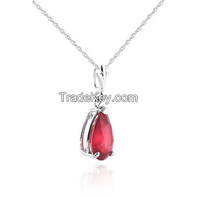 9ct White Gold Belle Necklace with 1.75ct Ruby Pendant