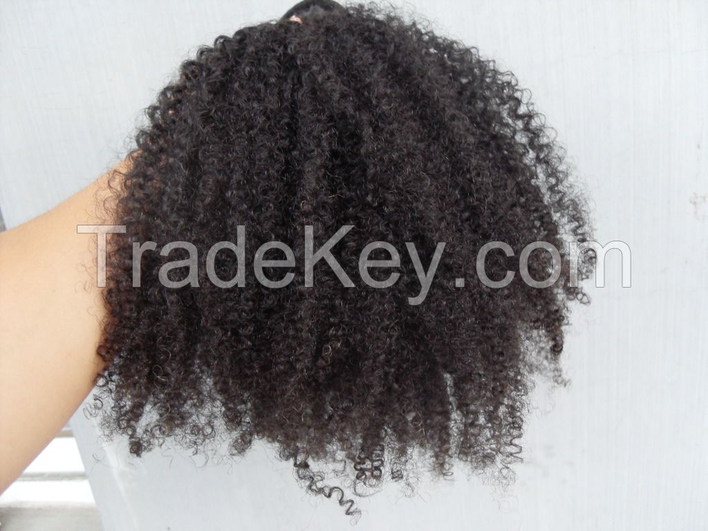 kinky curly human virgin hair clip in hair extensions