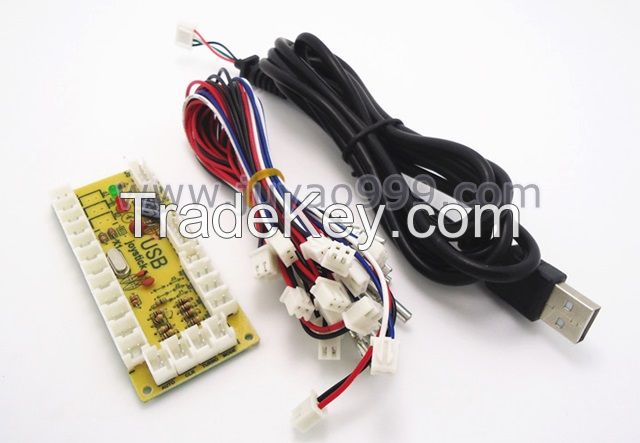 PC joystick PCB, USB joystick PCB with wires, USB controls to Jamma arcade games