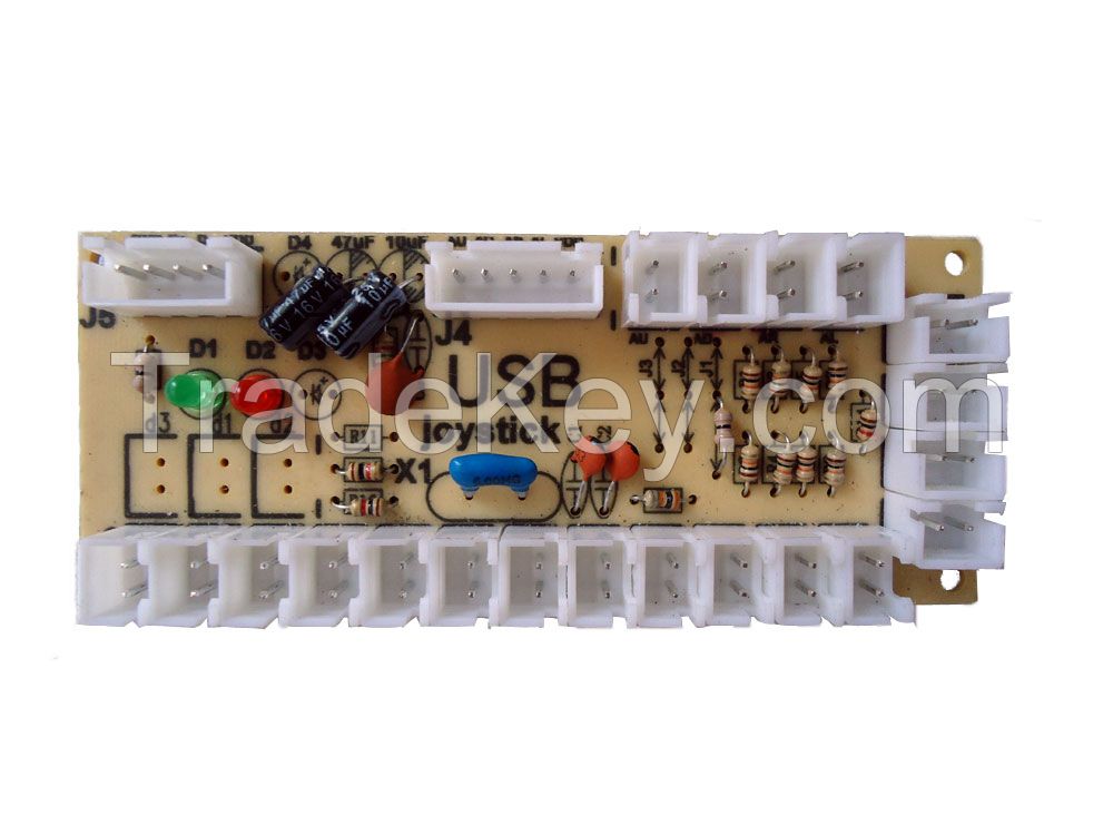 PC joystick PCB, USB joystick PCB with wires, USB controls to Jamma arcade games