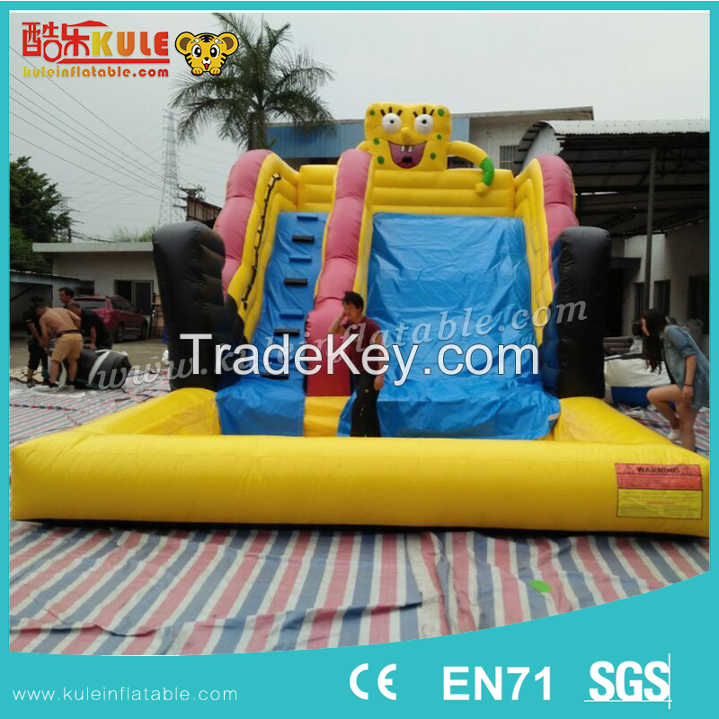 KULE Toys outdoor inflatabe water slide with pool sponge bob inflatable slide