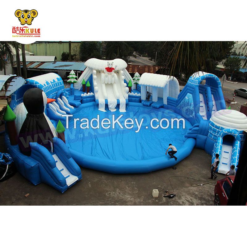 KULE toys inflatable water park icy world park with pool for sale