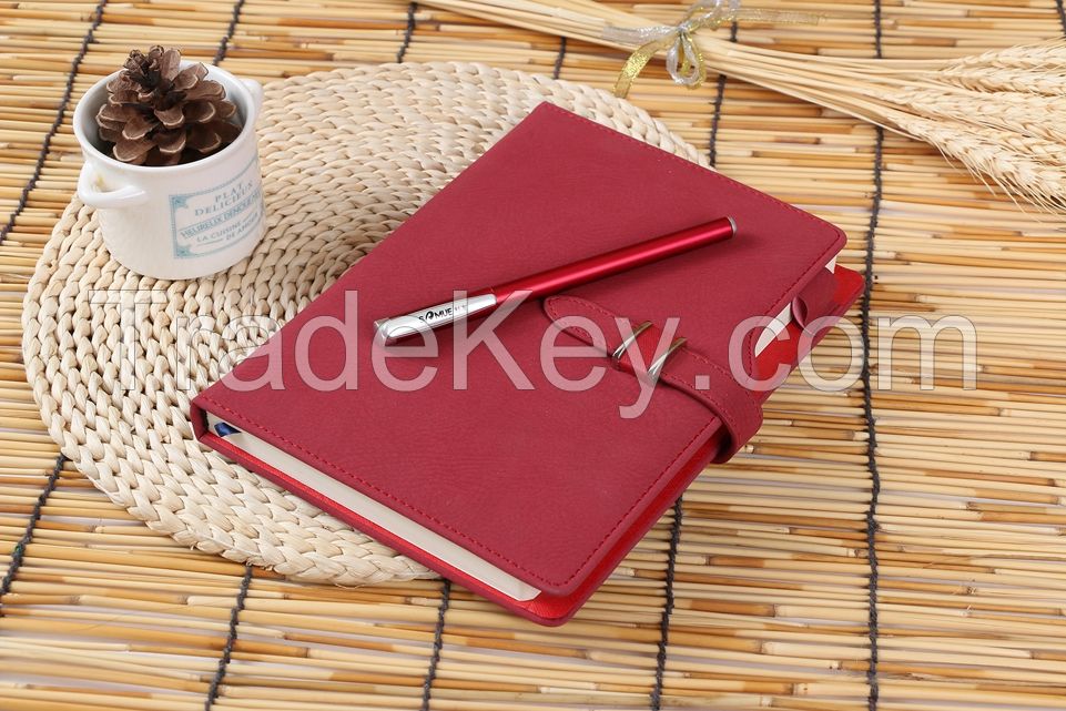 Patented Chinesered PU Buckled 13168 Notebook with pen