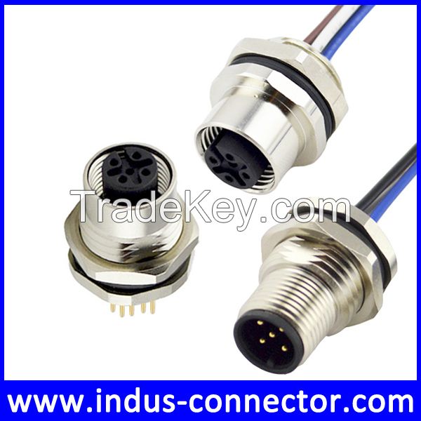 IP67 3pin 4pin 5pin 8pin 12pin panel mount male female waterproof m12 connector