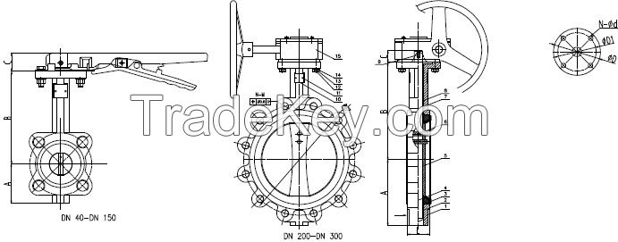 Worm gear operated lug butterfly valve