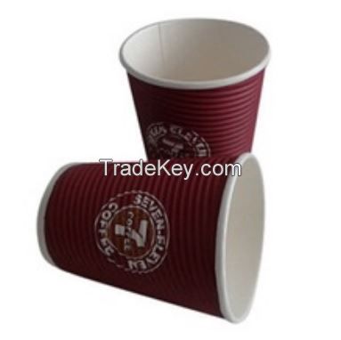 3oz-24oz one-off disposable ripple double wall disposable coffee cup take away paper cups