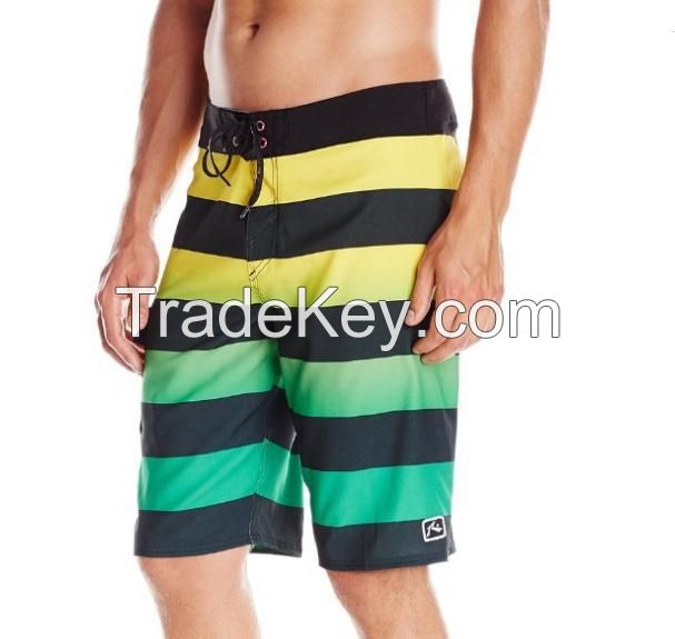 2016 Latest Design Stripes Gradient Sublimation Print Men&#039;s Beach Shorts Board Shorts