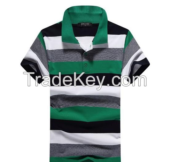 Classic high quality custom Slim Fit  Yarn Dyed men  cotton t shirt polo wholesale