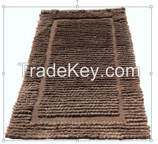 Tapis effilloch&Atilde;&Acirc;&copy; avec fark en laine de ch&Atilde;&Acirc;&uml;vre marron