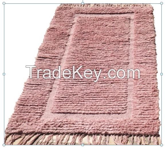 Tapis effilloch&Atilde;&copy; en coton  rose parme