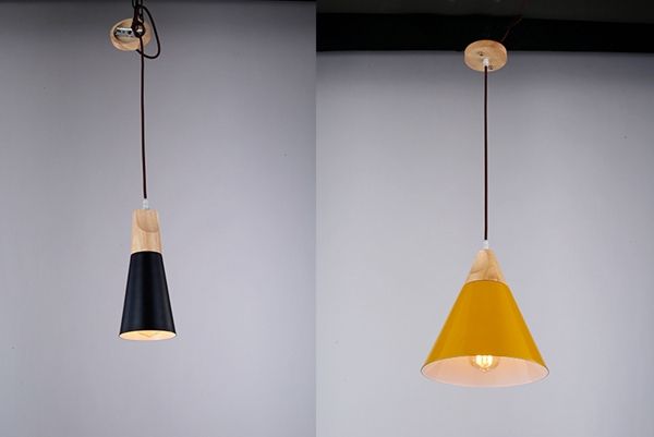 Antique loft industrial style colorful pendant wood lamp