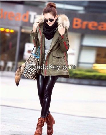 New 2015 Winter Coats Women Jackets Real Large Raccoon Fur Collar Thic