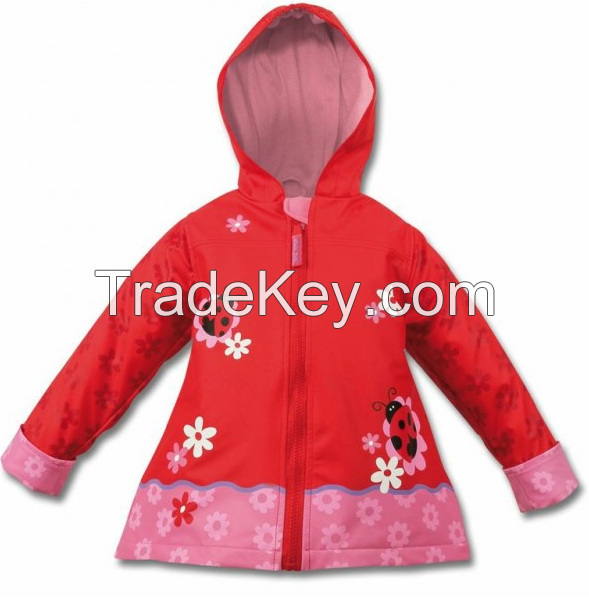 Girlâs Raincoat  PU Coating