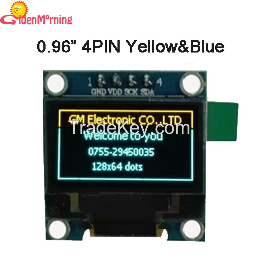 0.96" oled display yellow&blue color, 128*64 px