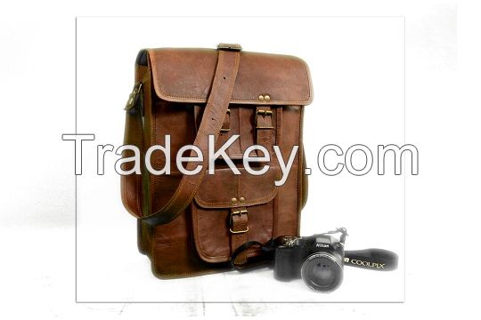 Vintage Brown Leather Messenger 16'' Shoulder Laptop Bag Briefcase