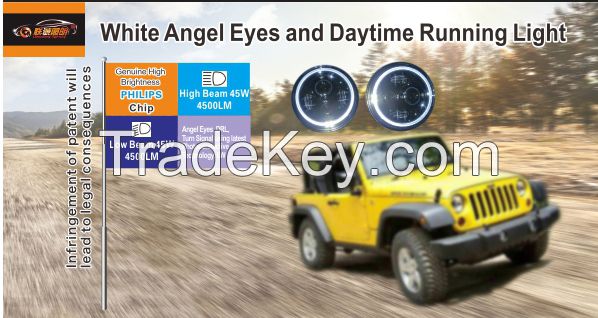 LED Halo Headlight for Jeep Wrangler Harley